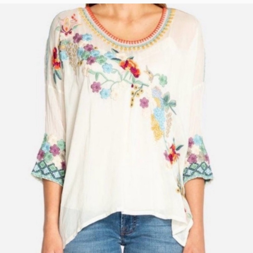 Johnny Was Merielle Embroidered Top